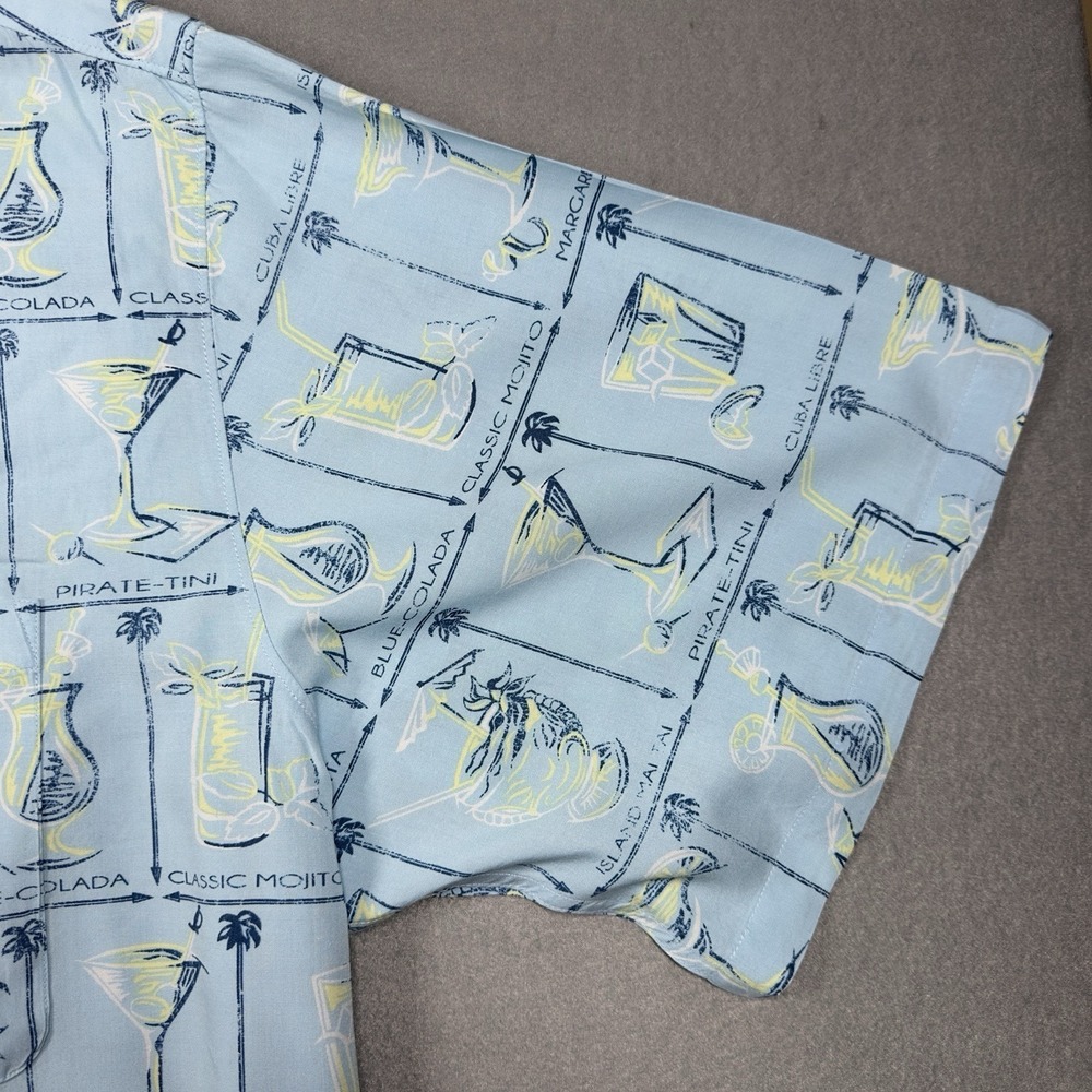 Caribbean Cocktail Print Camp Shirt Mens 3XT Blue Rayon Hawaiian Short Sleeve - Picture 9 of 12